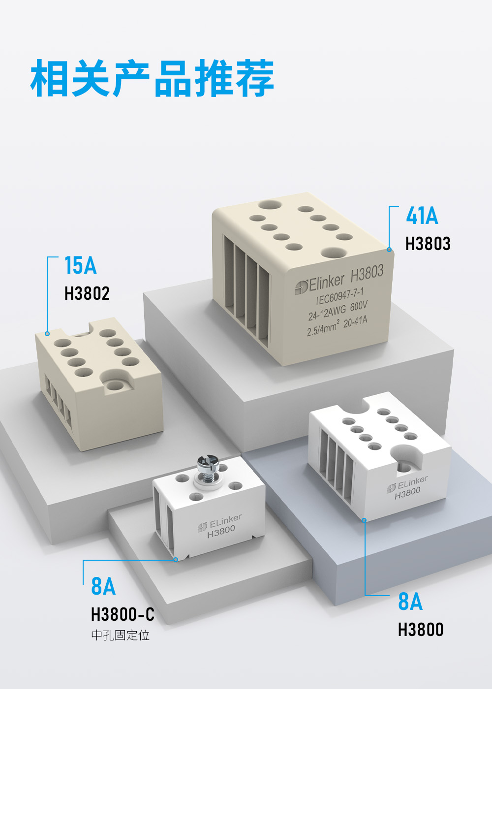 H3800小体积8A固定式接线端子排